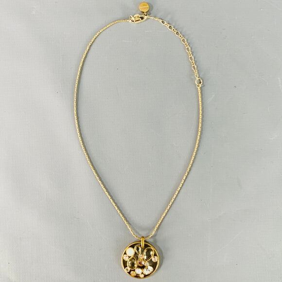 GIVENCHY Vintage Gold Chain Link Rhinestones Pendant Necklace - Picture 1 of 5